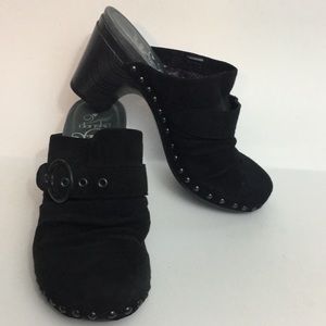 Dansko Black Suede Leather Studded Clogs 38/ 7.5